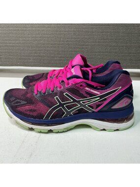 ASICS Gel-Nimbus 19 Womens Running Shoes Size 7 Pink/Blue Lightweight Cushioning